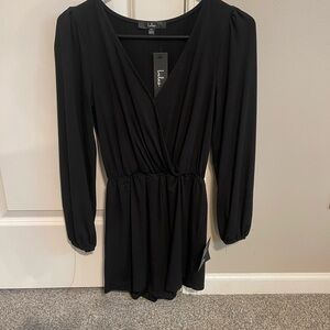 Lulu's Classic Black V-Neck Romper
